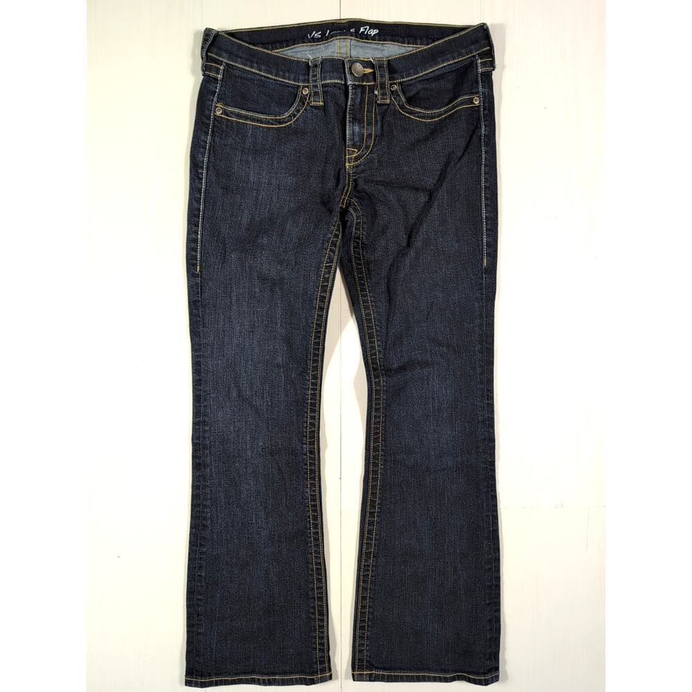London Jean Womens 10 Dark Wash Bootcut Jeans Stretch Mid Rise Flap Pocket Denim